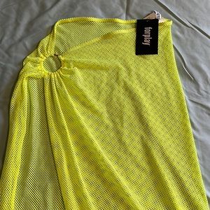 NWT Fashion Nova neon slit maxi skirt swim suit cover up L